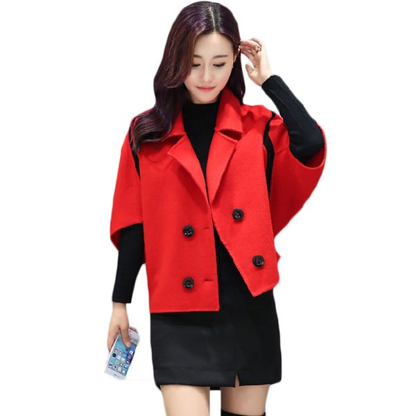 short autumn cloak cashmere wool blends women patchwork warm winter poncho outerwear femme half batwing sleeve woolen coat xh744, Black
short autumn cloak cashmere wool blends women patchwork warm winter poncho outerwear femme half batwing sleeve woolen coat xh744, Black