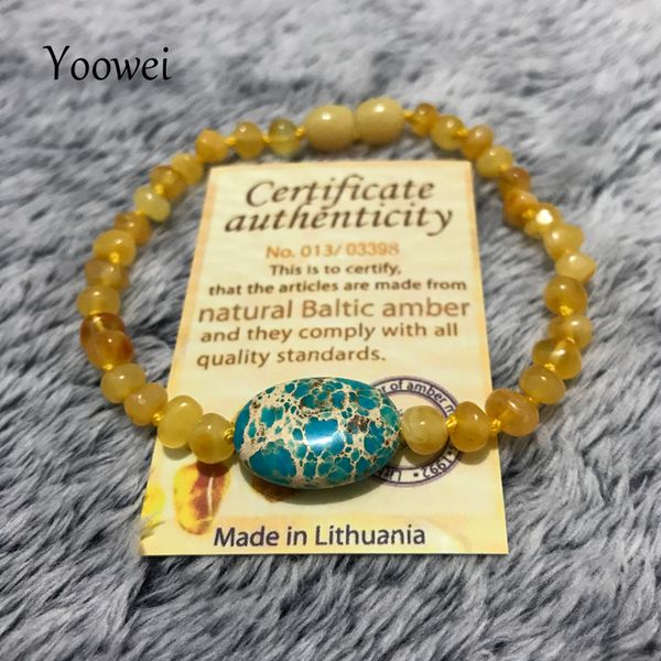 

yoowei baby amber bracelet/necklace natural oval emperor stone jasper diy gemstone baltic 4mm--6mm amber jewelry wholesale, Golden;silver