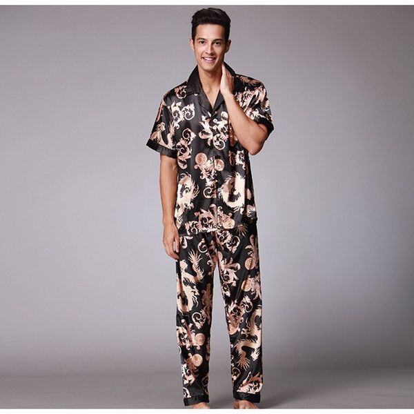 men's stain silk pajama set t-shirt&long pants elastic waist men pajamas modern style soft leisure home clothing loungewear, Black;brown
men's stain silk pajama set t-shirt&long pants elastic waist men pajamas modern style soft leisure home clothing loungewear, Black;brown