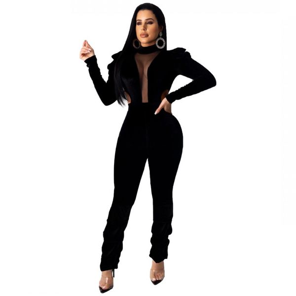 new spring women velvet jumpsuits half turtleneck puff sleeve hollow out mech patchwork outfits fashion night club wear, Black;white
new spring women velvet jumpsuits half turtleneck puff sleeve hollow out mech patchwork outfits fashion night club wear, Black;white