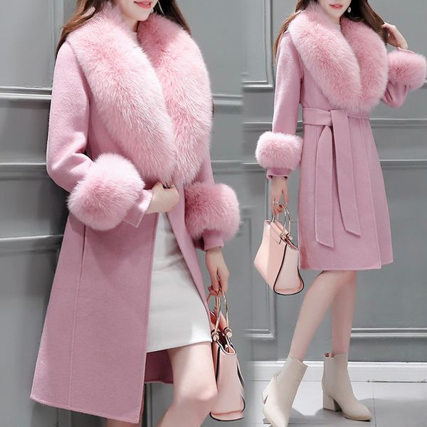 2019 autumn winter high end fashion coat slim was thin woolen coat faux fur collar slim was thin medium length women, Black
2019 autumn winter high end fashion coat slim was thin woolen coat faux fur collar slim was thin medium length women, Black