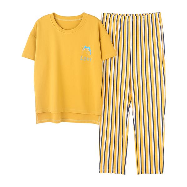summer new cotton short sleeve + long pant 2 piece sets pajamas set for women cute sleepwear girls pyjama l xl xxl xxxl, Blue;gray
summer new cotton short sleeve + long pant 2 piece sets pajamas set for women cute sleepwear girls pyjama l xl xxl xxxl, Blue;gray