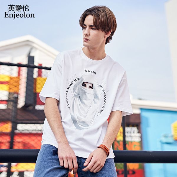 enjeolon 2019 summer t shirt o-neck short sleeved cotton print casual streetwear hip male tee shirt t7343, White;black
enjeolon 2019 summer t shirt o-neck short sleeved cotton print casual streetwear hip male tee shirt t7343, White;black