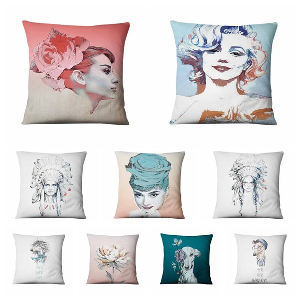 super soft velvet watercolor painting printed pillowcase home pillow decoration elegant woman monroe and hepburn 45*45cm
super soft velvet watercolor painting printed pillowcase home pillow decoration elegant woman monroe and hepburn 45*45cm