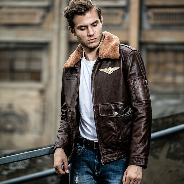 avirexfly flight jacket men's genuine leather designer jacket with fur collar male brand vintage cowskin warm coat, Black
avirexfly flight jacket men's genuine leather designer jacket with fur collar male brand vintage cowskin warm coat, Black