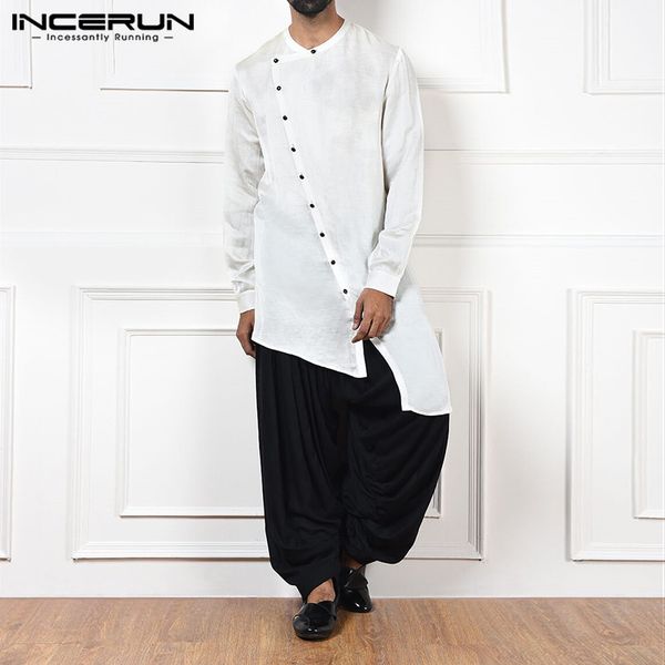 incerun casual cotton men shirt 2019 loose long sleeve button vintage long irregular shirts plain men clothes plus size 7, White;black
incerun casual cotton men shirt 2019 loose long sleeve button vintage long irregular shirts plain men clothes plus size 7, White;black