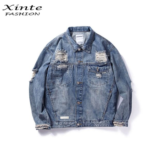 over size 2020 men spring denim jacket outwear hole ripped streetwear washed blue fashion, Black;brown
over size 2020 men spring denim jacket outwear hole ripped streetwear washed blue fashion, Black;brown