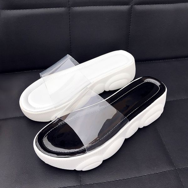 jk plus size 46 casual slippers women open toe footwear transparent pvc platform shoes slides girl mules shoes woman summer t04, Black
jk plus size 46 casual slippers women open toe footwear transparent pvc platform shoes slides girl mules shoes woman summer t04, Black