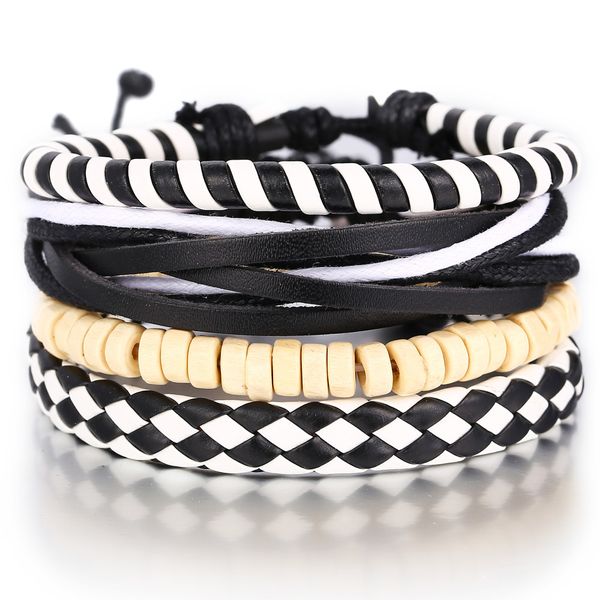 fashion hand braided black white leather bracelet charm wooden multilayer wrap braclet for men armbamd jewelry accessories homme, Golden;silver
fashion hand braided black white leather bracelet charm wooden multilayer wrap braclet for men armbamd jewelry accessories homme, Golden;silver