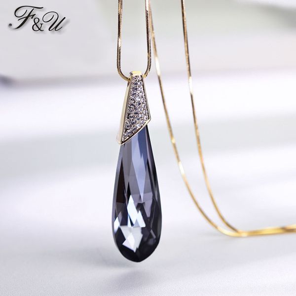 f&u colar crystal water drop pendant long necklace female winter sweater chain all-match accessories fashion for women, Silver
f&u colar crystal water drop pendant long necklace female winter sweater chain all-match accessories fashion for women, Silver
