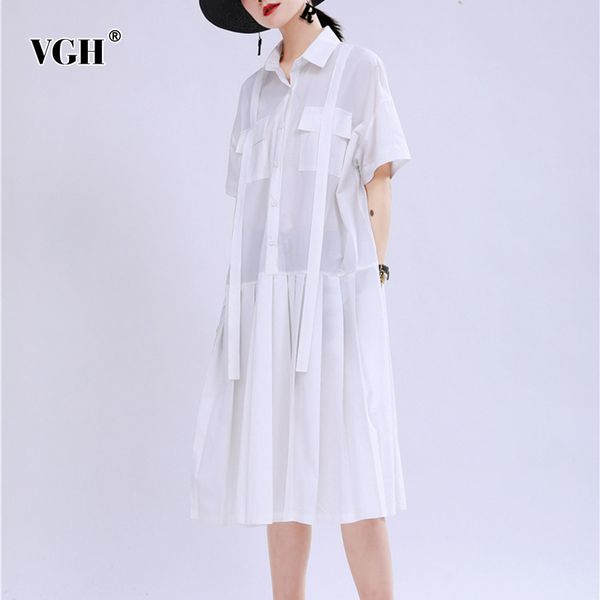 vgh korean casual dress for women lapel collar short sleeve loose oversized dresses female 2020 summer fashion new clothing, Black;gray
vgh korean casual dress for women lapel collar short sleeve loose oversized dresses female 2020 summer fashion new clothing, Black;gray
