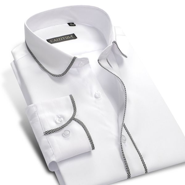 caiziyijia 2017 men's long sleeve slim-fit black/white plaid edge dress shirt 100% cotton comfort soft solid color formal shirts, White;black
caiziyijia 2017 men's long sleeve slim-fit black/white plaid edge dress shirt 100% cotton comfort soft solid color formal shirts, White;black