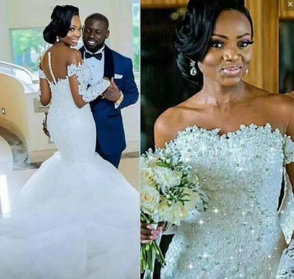 long sleeves mermaid wedding dresses 2020 south african black girls beaded country garden formal bride bridal gowns plus size, White
long sleeves mermaid wedding dresses 2020 south african black girls beaded country garden formal bride bridal gowns plus size, White