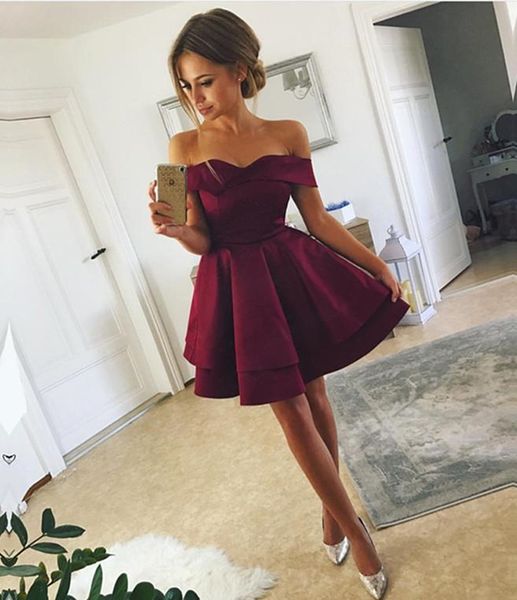 off the shoulder mini homecomg dresses a line satin short simple graduation dress for girls, White;black
off the shoulder mini homecomg dresses a line satin short simple graduation dress for girls, White;black