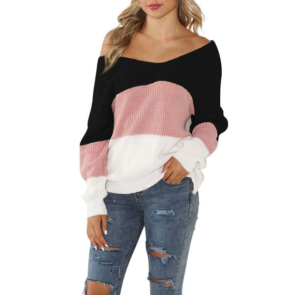 women's sweaters ulzzang candy color stripes sets sweater casual v-neck backless female harajuku clothing for women, White;black
women's sweaters ulzzang candy color stripes sets sweater casual v-neck backless female harajuku clothing for women, White;black