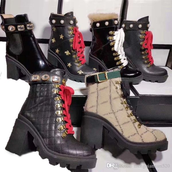 2019 ladies short boots 100% cowhide classic designer luxury lace bee women shoes leather high heeled boots metal fashion pearl martin boots, Black
2019 ladies short boots 100% cowhide classic designer luxury lace bee women shoes leather high heeled boots metal fashion pearl martin boots, Black