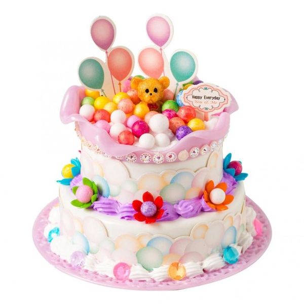 children kitchen pretend play toys diy simulation kitchen cake set birthday party double layer cake education toy
