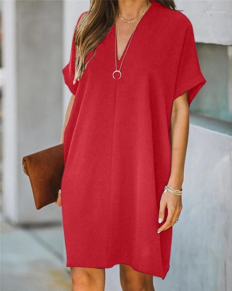 new women summer clothing women v neck summer dress casual loose short sleeve solid color dress, Black;gray
new women summer clothing women v neck summer dress casual loose short sleeve solid color dress, Black;gray