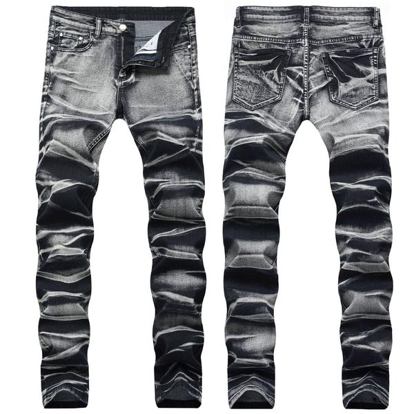retro men gold painting jeans coated stretch slim straight pleated biker jeans pants male denim casual pants, Blue
retro men gold painting jeans coated stretch slim straight pleated biker jeans pants male denim casual pants, Blue