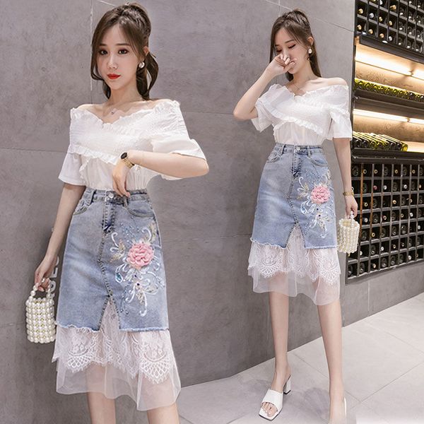 two piece dress 2021 summer women chiffon blouse and high waist embroidery jean skirt pieces set female 2 suit outfits a02, White
two piece dress 2021 summer women chiffon blouse and high waist embroidery jean skirt pieces set female 2 suit outfits a02, White