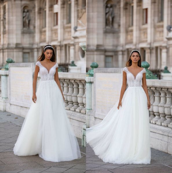 a line millanova wedding dresses spaghetti sleeveless tulle lace sequins wedding gowns floor length robe de mariée, White
a line millanova wedding dresses spaghetti sleeveless tulle lace sequins wedding gowns floor length robe de mariée, White
