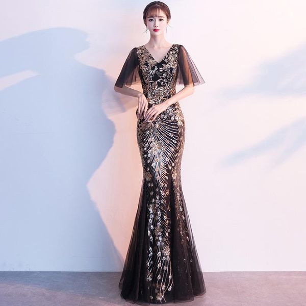 bgw ht32422 tulle elegant mermaid pretty formal evening dresses short sleeves v back black gold vestidos de noite rosa 2020, White;black
bgw ht32422 tulle elegant mermaid pretty formal evening dresses short sleeves v back black gold vestidos de noite rosa 2020, White;black