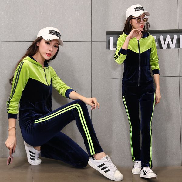 autumn women sport suit tracksuit velour stripe print jacket sweatshirt+pant casual jogger running workout outfit set sportswear, Black;blue
autumn women sport suit tracksuit velour stripe print jacket sweatshirt+pant casual jogger running workout outfit set sportswear, Black;blue