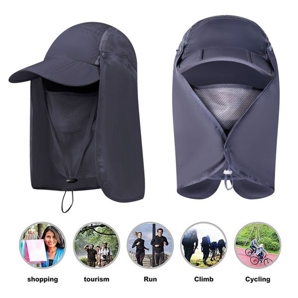 outdoor flap caps quick-dry 360 degree sunshade uv protection packable foldable face mask ear neck cover hats sportswear z, Black 
outdoor flap caps quick-dry 360 degree sunshade uv protection packable foldable face mask ear neck cover hats sportswear z, Black