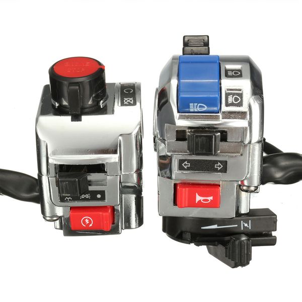 electrical motorcycle part universal control switch turn signal light chrome casing engine start integrated horn 
electrical motorcycle part universal control switch turn signal light chrome casing engine start integrated horn