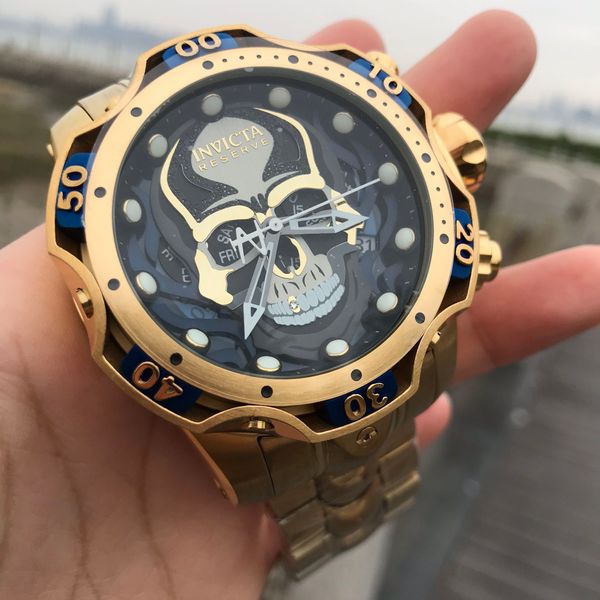 invicta reserve gold black gen iii skull model number 30351 chronograph quartz men's watch, Slivery;brown
invicta reserve gold black gen iii skull model number 30351 chronograph quartz men's watch, Slivery;brown