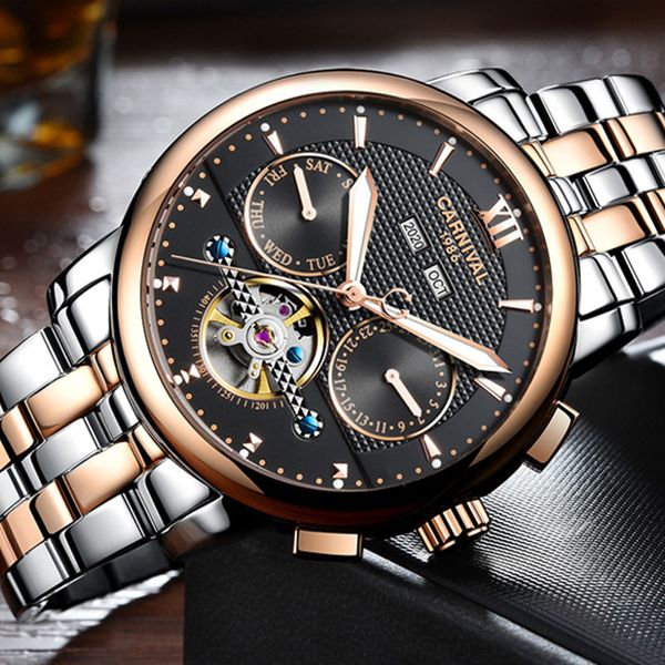 switzerland carnival men's watches mechanical wristwatche watch male waterproof reloj hom luminous watch sapphire 2, Slivery;brown
switzerland carnival men's watches mechanical wristwatche watch male waterproof reloj hom luminous watch sapphire 2, Slivery;brown