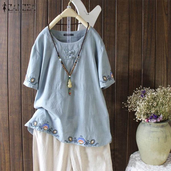 women's blouses & shirts zanzea 2021 kafant embroidery casual blouse short sleeve blusas female button tunic plus size summer chemise, White
women's blouses & shirts zanzea 2021 kafant embroidery casual blouse short sleeve blusas female button tunic plus size summer chemise, White