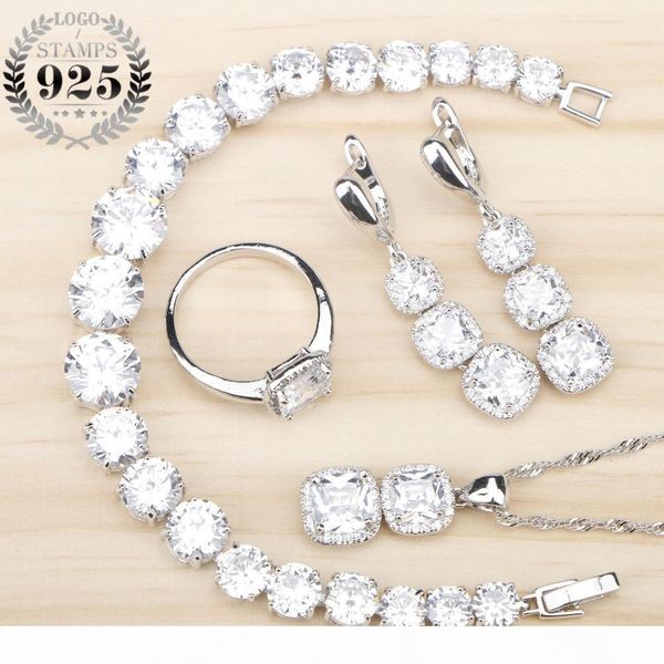 women white zircon silver 925 jewelry sets bracelets pendant necklace rings earrings with stones set jewelery gift box
women white zircon silver 925 jewelry sets bracelets pendant necklace rings earrings with stones set jewelery gift box