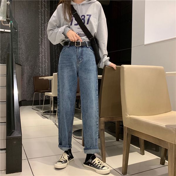 p shoot 2019 women's dress autumn retro high-waisted loose straight wide-leg jeans women's, Blue
p shoot 2019 women's dress autumn retro high-waisted loose straight wide-leg jeans women's, Blue