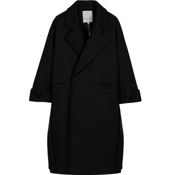 elegant long women woolen coat lapel belted jackets solid color coats female outerwear, Black
elegant long women woolen coat lapel belted jackets solid color coats female outerwear, Black