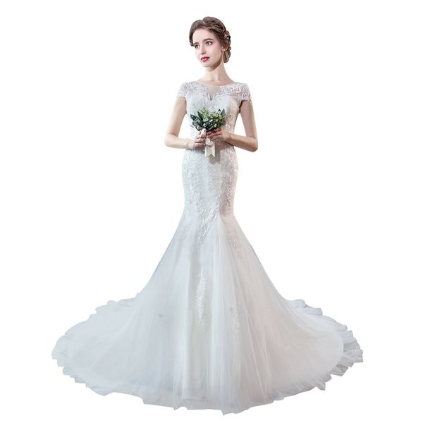 boho short sleeves tulle mermaid scoop neck wedding dress 2020 lace appliques bridal gowns vestido de novia, White
boho short sleeves tulle mermaid scoop neck wedding dress 2020 lace appliques bridal gowns vestido de novia, White