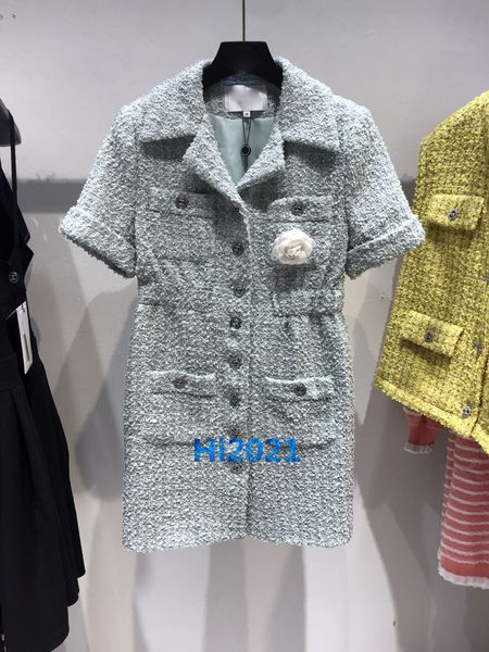 2020 high end women girls shirt dress tweed lapel neck short sleeve single row of buttons a-line mini skirt fashion design luxury dresses, Black;gray
2020 high end women girls shirt dress tweed lapel neck short sleeve single row of buttons a-line mini skirt fashion design luxury dresses, Black;gray
