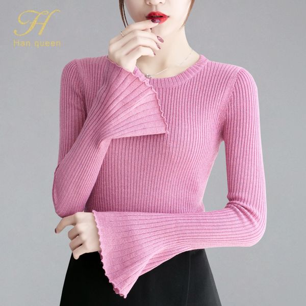 h han queen 2019 autumn winter women sweater knitted o-neck casual soft jumper long sleeve slim femme elasticity pullover, White;black
h han queen 2019 autumn winter women sweater knitted o-neck casual soft jumper long sleeve slim femme elasticity pullover, White;black