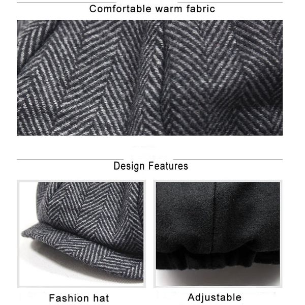 peaky blinders men berets hat for winter autumn vintage herringbone octagon cap men's women's warm casual gatsby flat beret hats, Blue;gray
peaky blinders men berets hat for winter autumn vintage herringbone octagon cap men's women's warm casual gatsby flat beret hats, Blue;gray