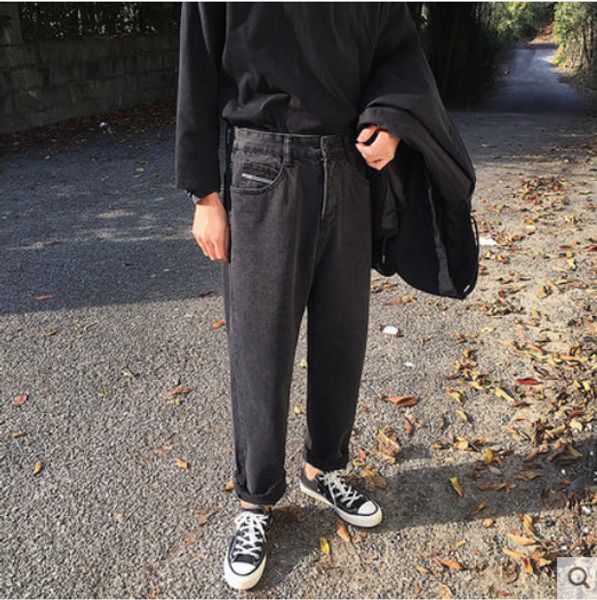 black straight jeans male easy leisure nine minutes of pants man han edition fashion popular logo cowboy pants, Blue
black straight jeans male easy leisure nine minutes of pants man han edition fashion popular logo cowboy pants, Blue