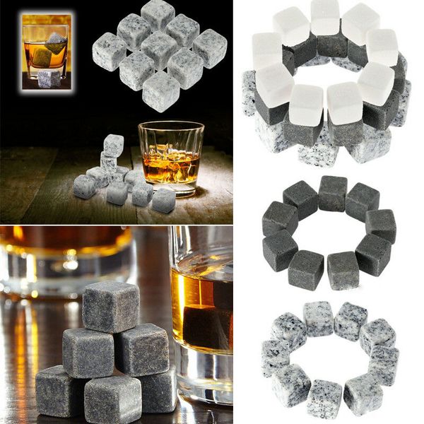 

9pcs виски льда камни вина напитки cooler кубики whiskey rocks гранитного чехол горячего