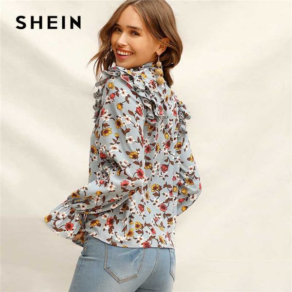 shein elegant multicolor tie neck layered ruffle trim floral flounce sleeve blouse women spring office lady boho blouses, White
shein elegant multicolor tie neck layered ruffle trim floral flounce sleeve blouse women spring office lady boho blouses, White