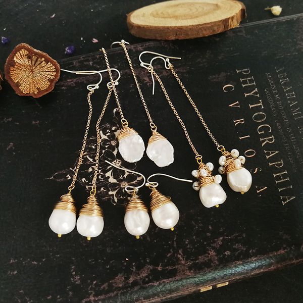 vanssey vintage fashion handmade baroque natural pearl long dangle earrings wedding accessories for women new, Silver
vanssey vintage fashion handmade baroque natural pearl long dangle earrings wedding accessories for women new, Silver