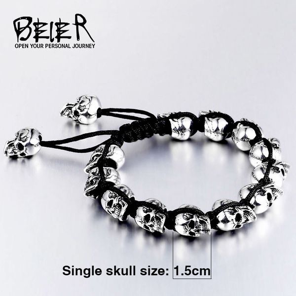 beier new store 316l stainless steel hand-woven skull bracelet pop rock punk men's bracelet jewelry llbc8-055c, Golden;silver
beier new store 316l stainless steel hand-woven skull bracelet pop rock punk men's bracelet jewelry llbc8-055c, Golden;silver