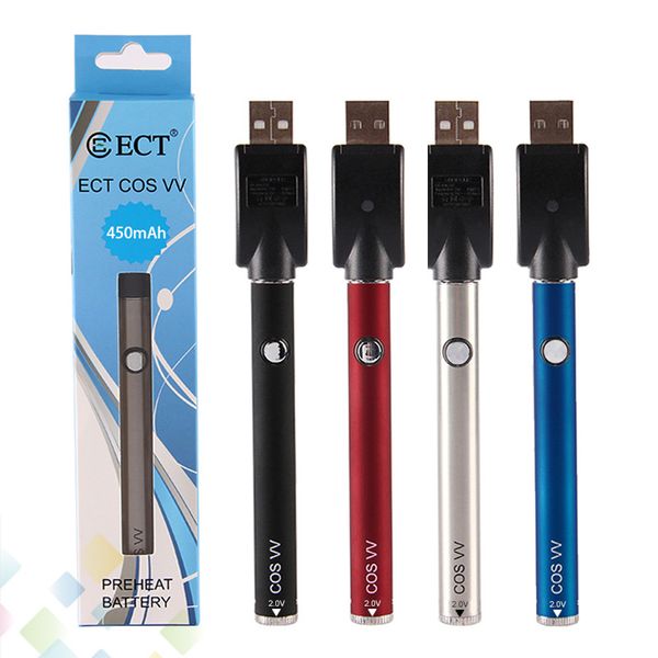 Authentic ECT COS VV Preheating Battery 450mah 510 Thread Variable Voltage Preheat For Thick Oil Atomizer DHL Free
Authentic ECT COS VV Preheating Battery 450mah 510 Thread Variable Voltage Preheat For Thick Oil Atomizer DHL Free