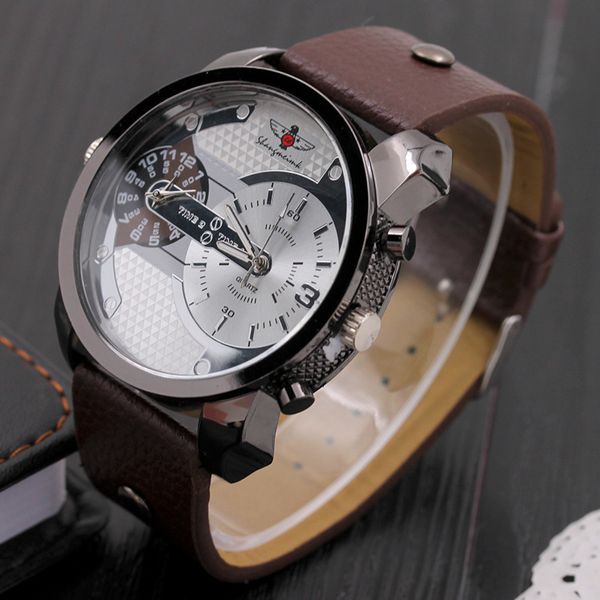 multiple time zone mens watches double movement watch waterproof quartz leather sports wrist watch men clock, Slivery;brown
multiple time zone mens watches double movement watch waterproof quartz leather sports wrist watch men clock, Slivery;brown
