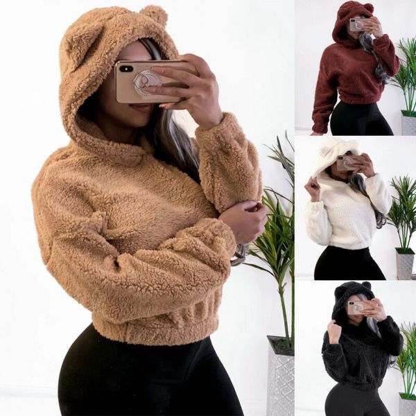 women fleece bear ear hoodies 2019 winter long sleeve wool hooded pullovers casual solid zipper plush fluffy sweatshirt coat, Black
women fleece bear ear hoodies 2019 winter long sleeve wool hooded pullovers casual solid zipper plush fluffy sweatshirt coat, Black