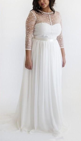 setwell summer beach jewel a-line wedding dress 3/4 long sleeves backless floor length chiffon plus size bridal gown with sash, White
setwell summer beach jewel a-line wedding dress 3/4 long sleeves backless floor length chiffon plus size bridal gown with sash, White