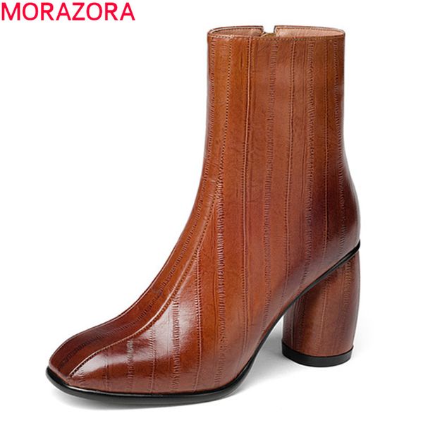 morazora 2020 new genuine leather ankle boots thick high heels square toe ladies shoes 2 colors winter women boots, Black
morazora 2020 new genuine leather ankle boots thick high heels square toe ladies shoes 2 colors winter women boots, Black