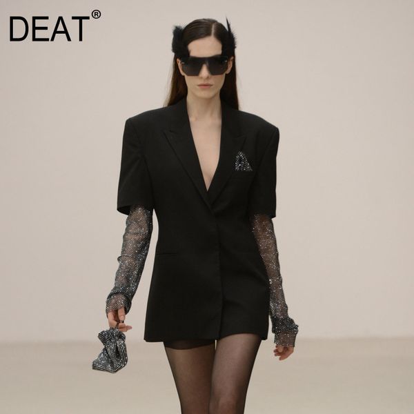 deat 2020 new spring suit collar sponge mesh sleeve splice blazer women vintage loose slim temperament shine suit coat pd430, White;black
deat 2020 new spring suit collar sponge mesh sleeve splice blazer women vintage loose slim temperament shine suit coat pd430, White;black